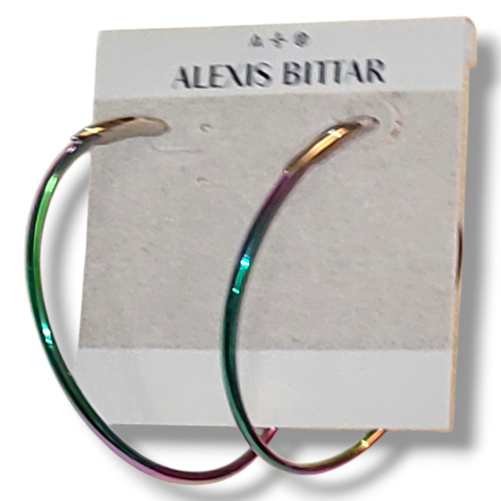 NWT Alexisโ Bittar PVD Liquid Rainbow Hoop Earrings 2.5" $225 Retail Rare *Read*